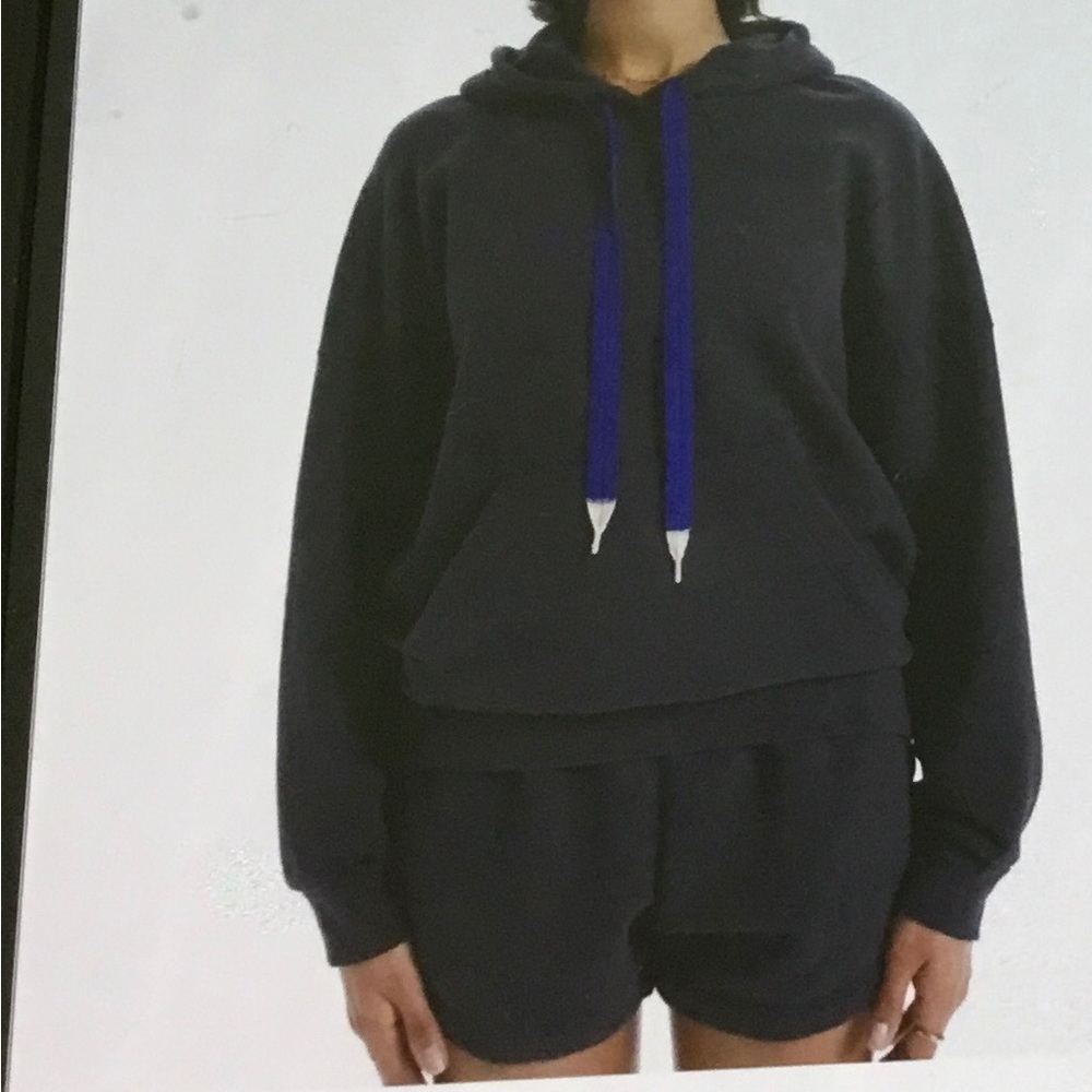MOTHER The Whip It Move It Hoodie XS  Hoodie Dark. Char. W/ Blue logo & ties